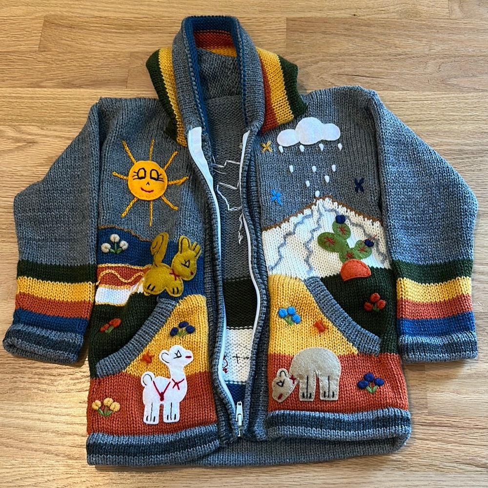Colorful Knit Children's Jacket with Animal Design